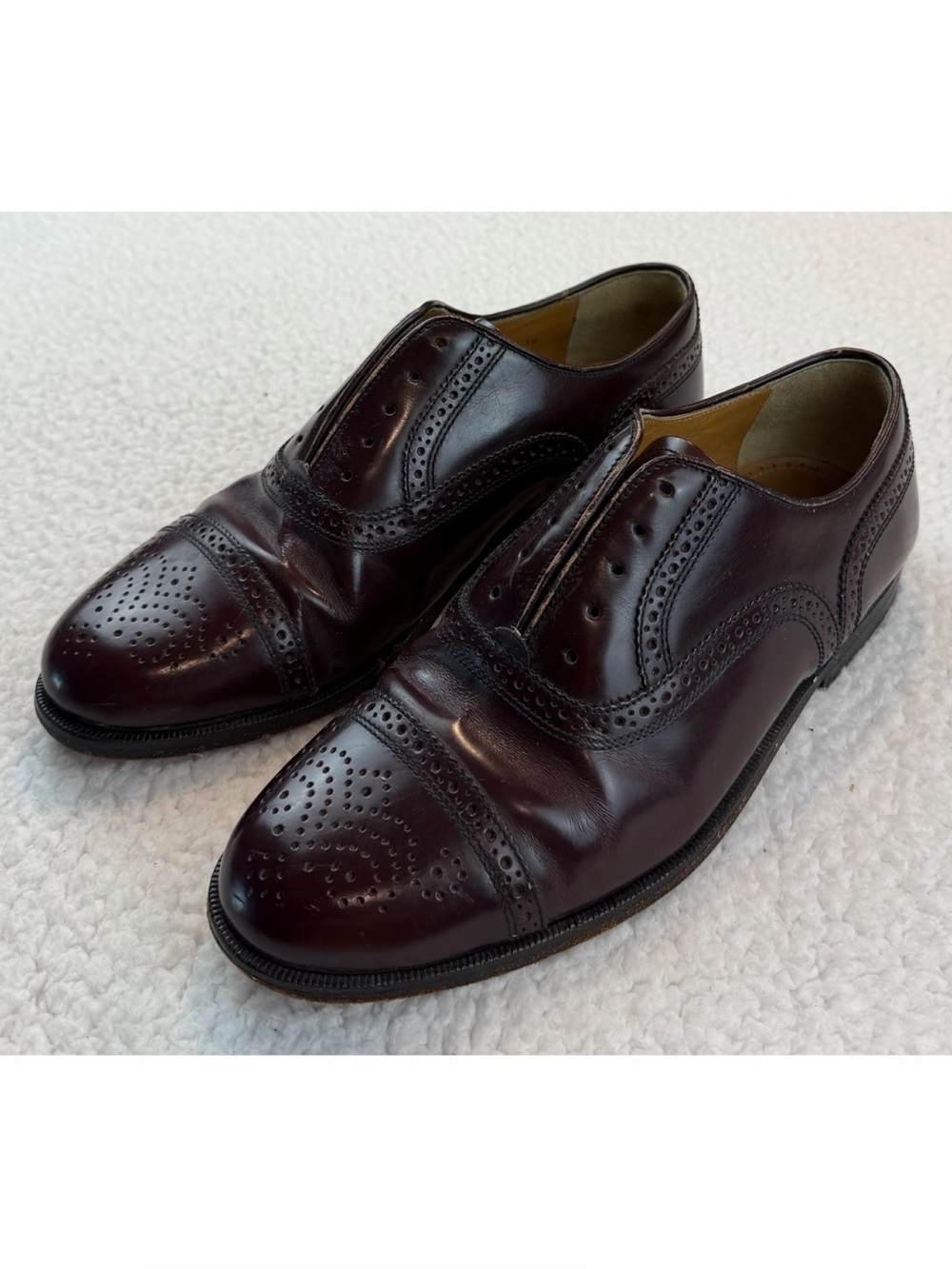 GAITONDE • Men's Burgundy Genuine Leather Cap-Toe Brogue Oxford Dress Shoes, 7